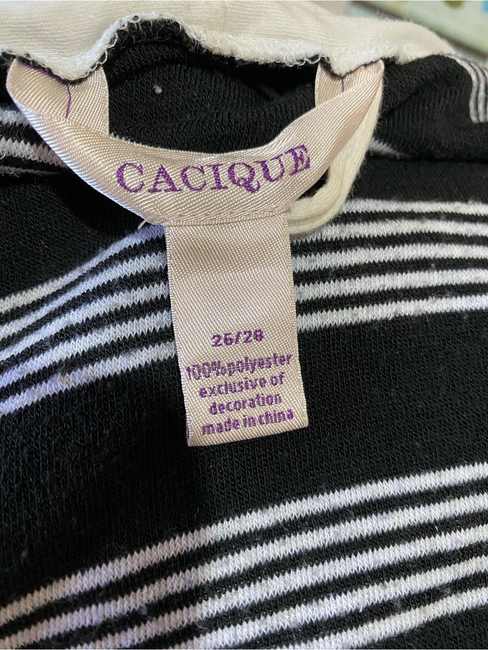Cacique Lane Bryant Black and White Striped Terry Robe 26/28 - Picture 10 of 10